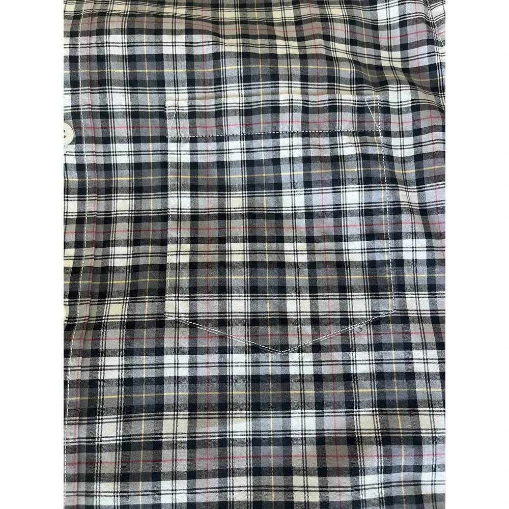 J.Crew Shirt Mens Medium‎ M Red White Black Plaid Button Down EUC